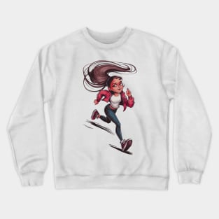 Running Girl Perspective Shot Crewneck Sweatshirt